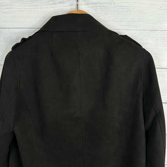 Kut from the Kloth Womens size M Faux Suede Boho Jacee Draped Moto Jacket Black - Picture 7 of 11